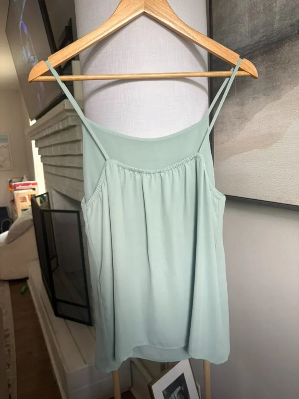 Mint Green Flowy Spaghetti Strap Cami Tank Top